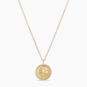 David Yurman Moon and Stars Necklace 18K Yellow Gold w Yellow Sapphire Diamonds